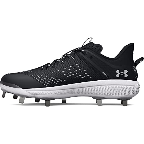 Under Armour Men's Yard Low MT Baseball Cleat Shoe, (001) Black/Black/White, 10