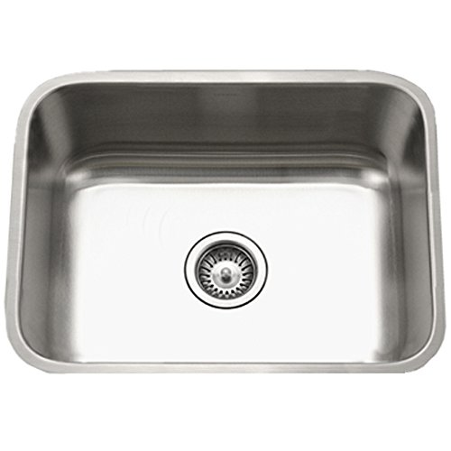 Houzer Stainless Steel STS-1300-1 Eston Series l Kitchen Sink - Undermount 23 inch Single Bowl Sink, Corrosion Resistant Stainless Steel, Easy to Clean Satin Finish, Ideal for Washing and Food Prep