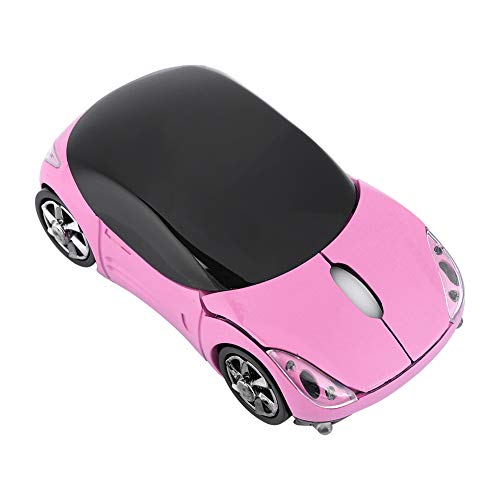 DAUERHAFT Wireless Mouse 2.4GHz, Optical Car Shaped Wireless Computer Mouse for Laptop Battery Powered, Portable Wirless Gaming Mouse & Kids Mouse for Laptop, for Games, Office(Pink)
