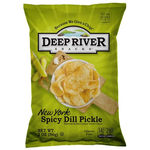 Deep River Snacks New York Spicy Dill Pickle Kosher & Gluten Free Potato Chips, 2 Oz (24 Pack)