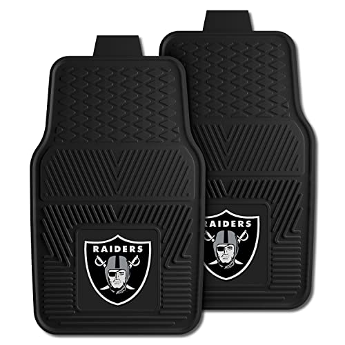 FANMATS 8774 Las Vegas Raiders 2-Piece Heavy Duty Vinyl Car Mat Set, Front Row Floor Mats, All Weather Protection, Universal Fit, Deep Resevoir Design