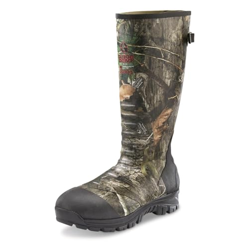 Guide Gear Men’s Ankle Fit Hunting Boots, Insulated Waterproof Rubber Rain Shoes, 2400-gram, Mossy Oak Country DNA, 11D (Medium)