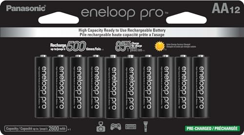 Panasonic BK-3HCCA12FA eneloop pro AA High Capacity Ni-MH Pre-Charged Rechargeable Batteries, 12-Battery Pack
