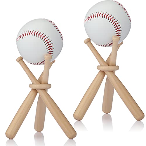 Honoson Baseball Stand Baseball Holders for Balls Display Wooden Baseball Bat Display Stand Holder Display Baseball Centerpieces for Tables for Kids and Sports Lover