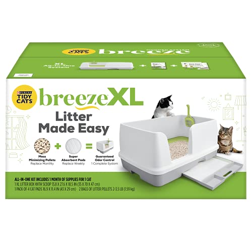 Purina Tidy Cats Non Clumping Litter System, Breeze XL All-in-One Odor Control & Easy Clean Multi Cat Box