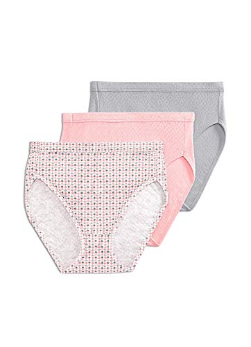 Jockey Women's Underwear Elance Breathe French Cut - 3 Pack, Silver Fox/Spotty Dot/Blushing Rose, 6