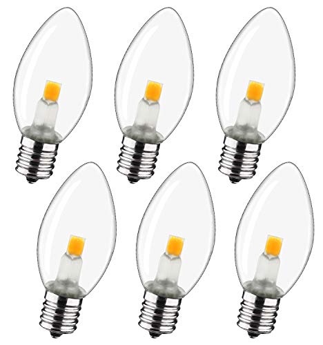 MYEMITTING Night Light Bulb – C7 E12 LED Bulbs – Candelabra, 0.6 Watt Equivalent 7W Incandescent Bulb, Warm White 2700K, Window Candles & Chandeliers Replacement Bulb, 6 Pack
