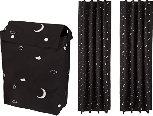 Amazon Basics Portable Window Blackout Curtain Shade with Suction Cups for Travel, 2-Pack, 50' x 78', Moon and Stars