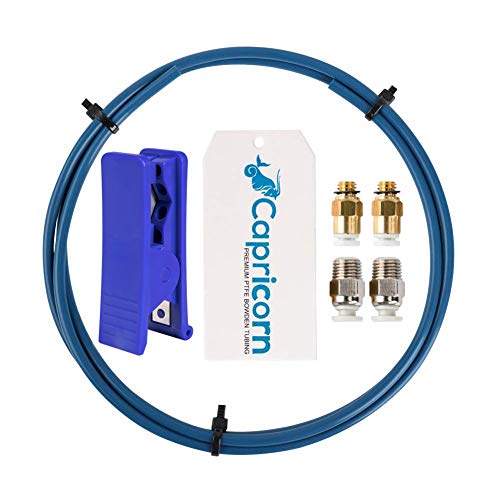 Capricorn Bowden PTFE Tubing 1M XS Series 1.75MM Filament with 2X PC4-M6 & 2X PC4-M10 Pneumatic Fittings & Tube Cutter for Creality Ender 3 V2/ Ender 3/ Ender 3 Pro/Ender 5/ CR-10/10S 3D Printer