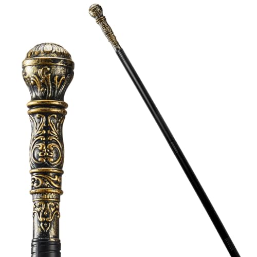 JOYIN Elegant Vintage Gold Walking Cane Prop Stick for Kids Halloween Pimp Canes Costume Accessories, Vampire Dress-up Pretend Play Parties