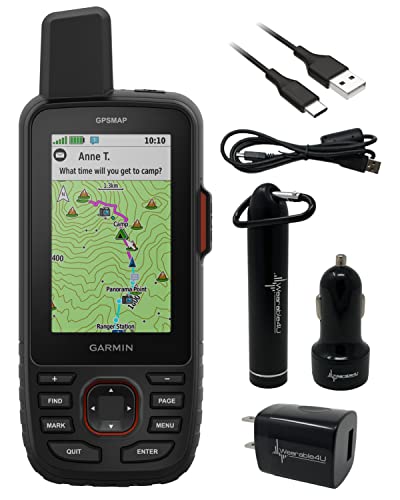 Garmin GPSMAP 67i Rugged GPS Hiking Premium Handheld, 3in Display with Wearable4U Power Pack Bundle