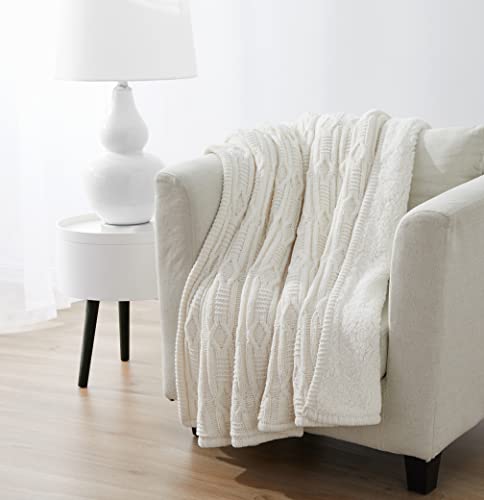 Tahari Home - Throw Blanket, Soft & Cozy Bedding, Stylish Home Decor for Bed or Couch, Emilia Ivory, Throw