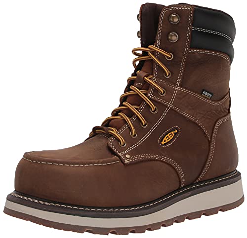 KEEN Utility Men's Cincinnati 8” Waterproof Composite Toe Wedge Work Boots, Belgian/Sandshell, 11