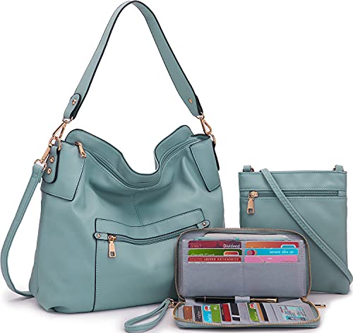Large Crossbody Bags Ladies Shoulder Handbags Purse and Wallet Set for Women Totes Hobo Purses SkyBlue