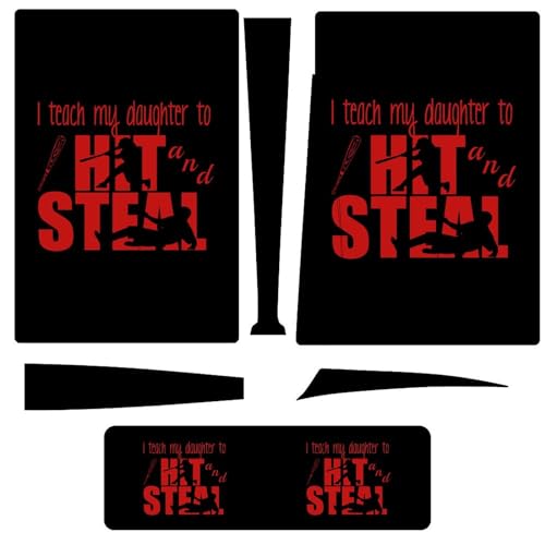 I Teach My Kids to Hit and Steal Slim Compatible with P-S-5 Skin Sticker Full Protective Cover for Disc Edition Console Controller