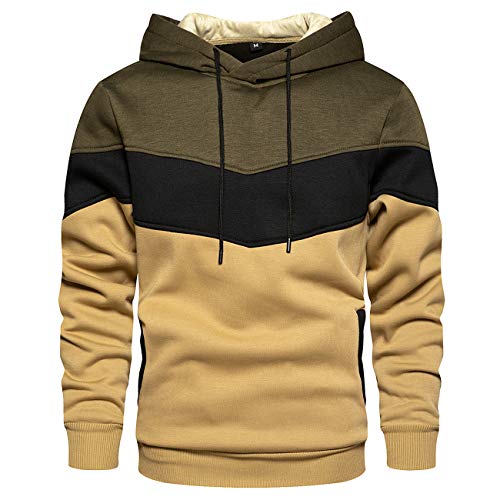 Gesean Mens Hoodies Pullover Long Sleeve Casual Hoodie for Men Hooded Sweatshirt Army Green Medium