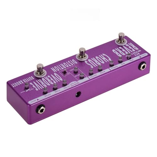 effector,HUIOP reverb effect pedal, RC5 6-in-1 Guitar Multi-Effects Pedal Reverb + Chorus + Distortion + Overdrive + Booster + Buffer Full Metal Shell with True Bypass