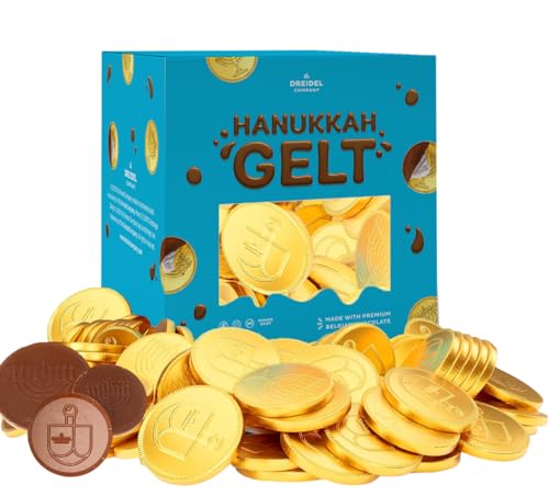 Hanukkah Chocolate Gelt, Nut-Free, Belgian Milk Chocolate Coins, Foil Wrapped Gold Coins - Kosher Dairy Chanukah Gelt, Half-Pound