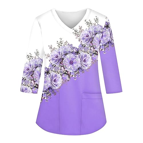 Shirts for Women Trendy Fall Ladies Tops and Blouses for Fall and Winter Batwing Tops for Women Sleeveless Blouse Short Sleeve Shirts for Women FamilyFall Photo Outfits(1-Purple,X-Large)