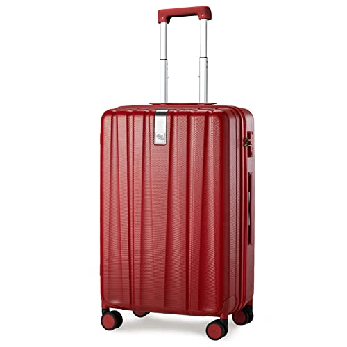 Hanke 20 Inch Carry On Luggage 22x14x9 Airline Approved Lightweight PC Hard Shell Suitcases with Wheels Tsa Luggage Rolling Suitcase Travel Luggage Bag for Weekender(Red)