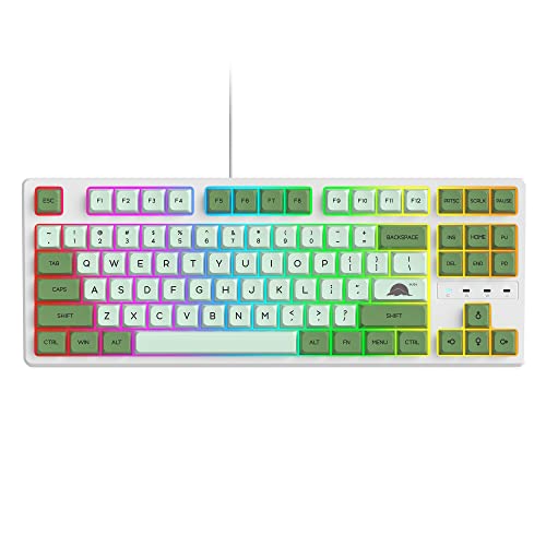 Fogruaden 75% Mechanical Keyboard with Red Switch, RGB Backlit Gaming Keyboard, 87 Keys Compact TKL Wired Keyboard for Win/Mac Laptop PC Gamer - Matcha