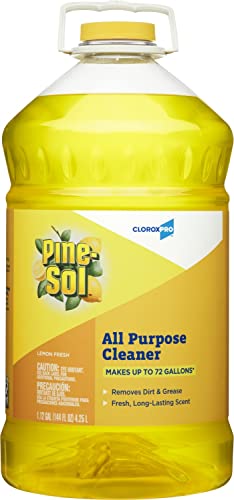 CloroxPro Pine Sol Solution, Clorox Cleaning Liquid, Healthcare Cleaning and Industrial Cleaning, Lemon Fresh, 144 Ounce Bottle - 35419