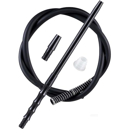 Hookah Hose with Hookah Adapter & Mouthpiece - 6ft Washable Silicone Hookah Shisha Hose Set with Detachable Aluminum Mouthpiece | Modern Hookahs & Accessories and Hookah Hoses (Black)
