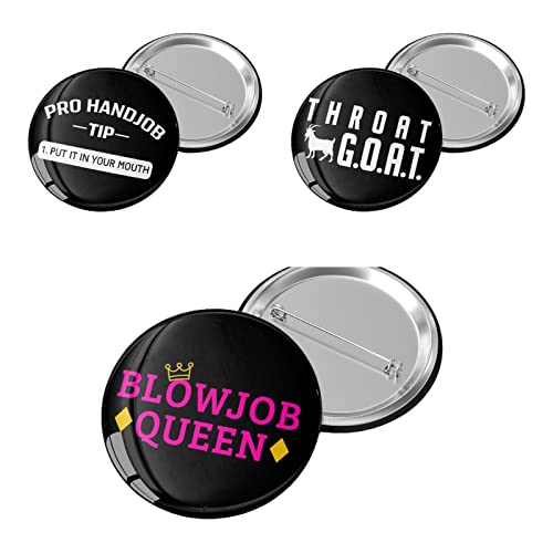 Funny Bachelorette Party Gift Button Set 2 1/4' -Funny Throat Goat Pins for Adults, Blowjob Queen - Party Badges