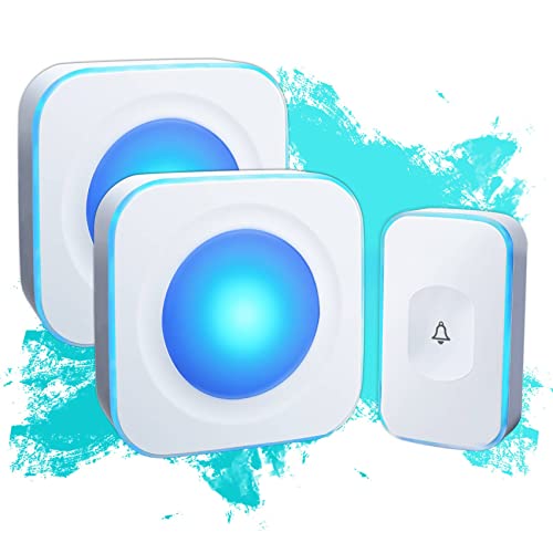 Wireless Doorbell Waterproof Door Bells for Home 1200Ft Hearing Impaired Doorbell Flashing Light 36 Ringtones 4 Volume 4 Buttons & 3 Receivers White JSIEEM