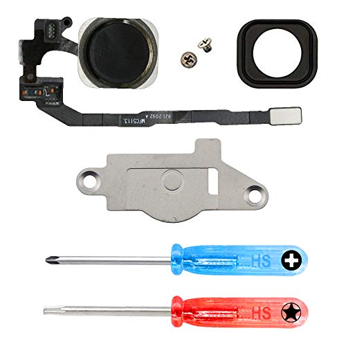 MMOBIEL Home Button Compatible with iPhone 5s 2013 - Flex Cable Connector - Replacement - Incl. Screwdrivers - Black