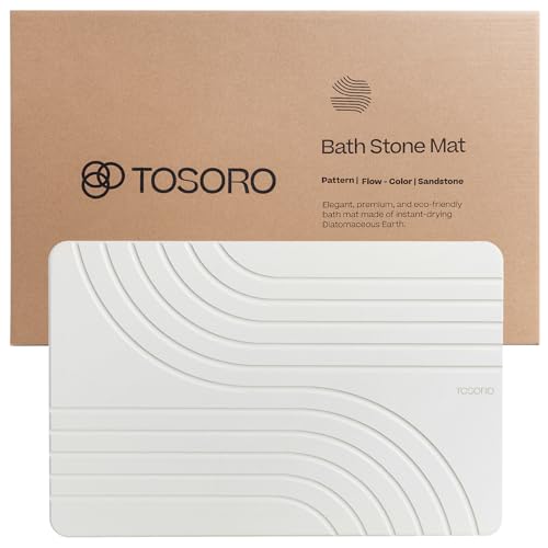 TOSORO - Stone Bath Mat, Diatomaceous Earth Non-Slip Stone Shower Mat - Quick Drying Absorbent Bath Stone Mat - Elegant & Modern Design, Easy to Clean (23.5 x 15 Sandstone)