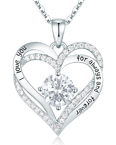 CDE Forever Love Heart Women Necklace 925 Sterling Silver Rose Gold Plated Birthstone Pendant Necklaces for Women with Cubic Jewelry Gifts Birthday Gift for Mom Women Wife Girls Her