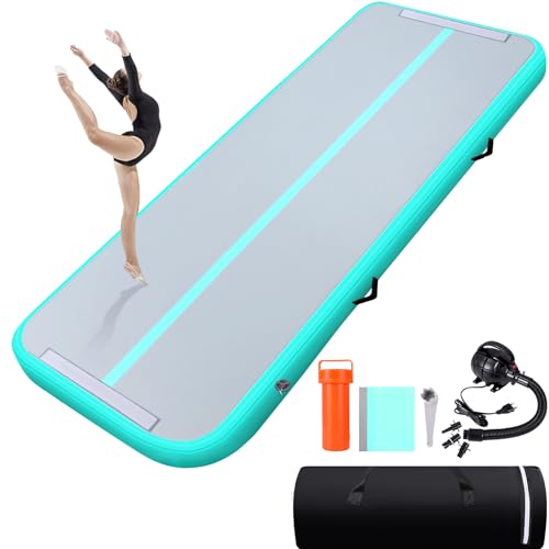 TONKOUM Air Gymnastics Track Tumbling Mat Inflatable 10ft 13ft 16ft 20ft Flooring Mat Yoga Training Mat 4 In Thickness for Home/Training/Cheerleading/Yoga/Water Fun 