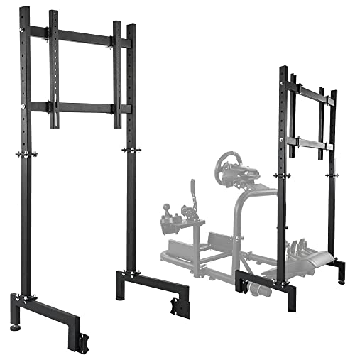 Supllueer Racing Simulator Display Bracket Monitor Stand Suitable for Large Round Tube Sim Racing Cockpit Stand, Support 24-60 Inch TV, No Screen Monitor Racing Stand Seat