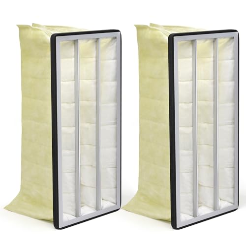 Montemono 2 PCS MERV 14 Synthetic Pocket Air Filter Replacement for 750-ER Air-Tech HP Jet AFS-1000B AFS-1000C, 3 Inner Bag Filter Compatible with JDS 14003 Powermatic 1791082 JET 708733, 24'*12'*12'