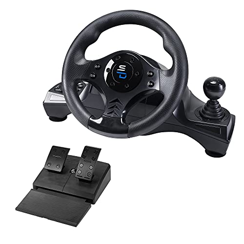 Superdrive - GS750 racing steering wheel with pedals, paddles, shifter and vibration for Xbox Serie X/S, PS4, Xbox One, PS3, PC (programmable for all games)