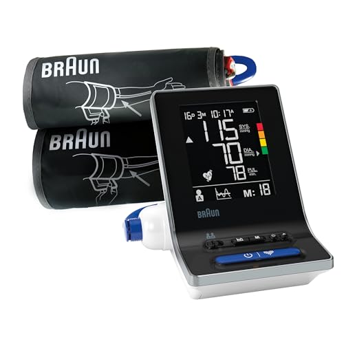 Braun ExactFit 3 Blood Pressure Monitor - Accurate Blood Pressure Machine with Coded Color Results, 2 Upper Arm Blood Pressure Cuff Sizes, Stores 40 Readings, FSA / HSA Eligible