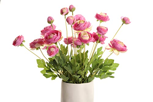 GLSATEMAN Artificial Purple Silk Flowers Persian Ranunculus (5 Bunches of Asian Buttercup),Suitable for core Decoration,Wedding,Home Furnishing,Art Decoration and Props (Purple)