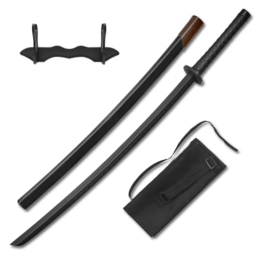 BJDJ Katana Sword high Toughness Polypropylene Katana Performing Katana Training (41') Black Katana Practice Scabbard Aikido (Black)