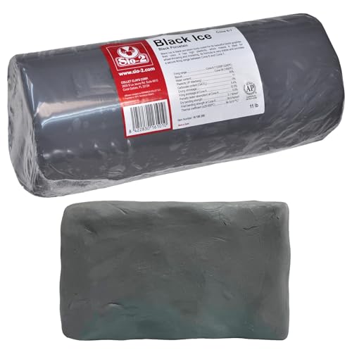 SIO-2 Black Ice Black Porcelain Pottery Clay, 11 lb (5 kg) | Kiln-Fired Clay for Wheel-Throwing, Handbuilding & Modelling - Ready-to-Use