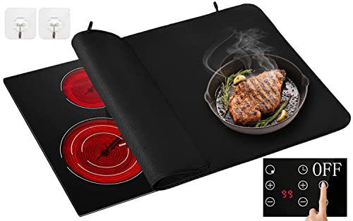 Amerbro Heat Resistant Stove Top Covers for Electric Stove - 21×29.5 inch Fireproof & Waterproof Electric Stove Cover - Glass Stove Top Protector for Prevent Scratches, Fiberglass Cloth (Black)