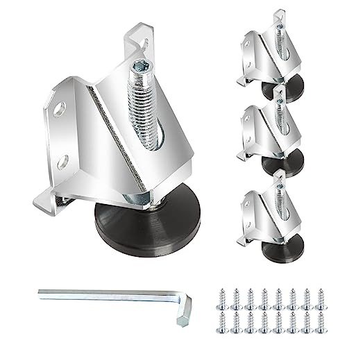 POWERTEC Leveling Feet 4PK, Heavy Duty Adjustable Furniture Leg Levelers with Non-Marring Pads, Screws and Lock Nuts for Work Bench/Cabinets/Tables/Shelves (71136)