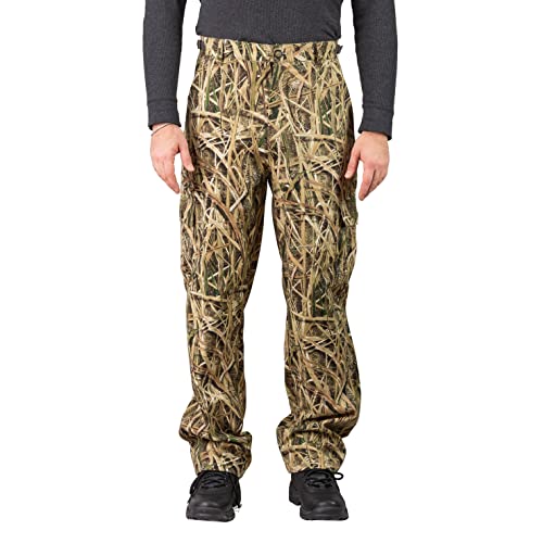 TrailCrest Men’s Camo Hunting Cargo Pants Shadow Grass, Large