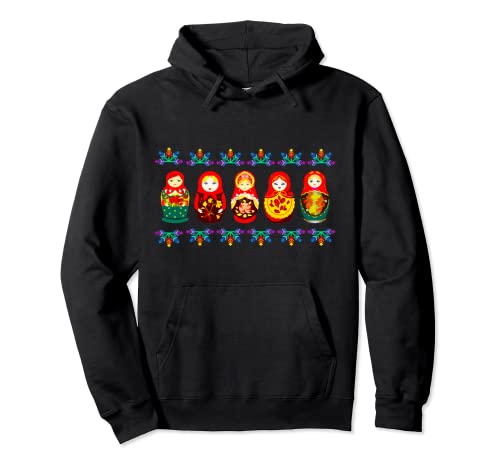 Russian Matryoshka Babushka Flowers Nesting Dolls Pullover Hoodie