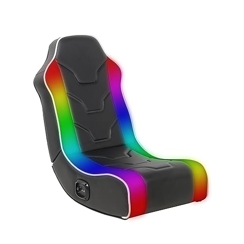 X Rocker Chimera RGB LED Floor Rocker Gaming Chair for Kids, Youth Aged 5-9, Built in Audio System, Foldable, 5110101, 29.1 x 16.5 x 26.7', Black