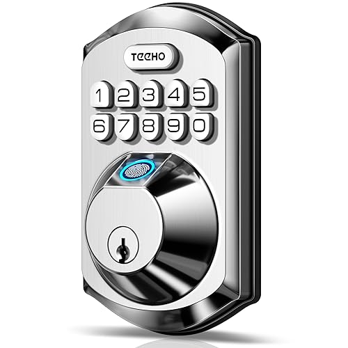 TEEHO TE002 Fingerprint Door Lock - Keyless Entry Door Lock with Keypad - Electronic Keypad Deadbolt Lock - Smart Locks for Front Door - Door Lock with Code - Easy Installation - Satin Nickel