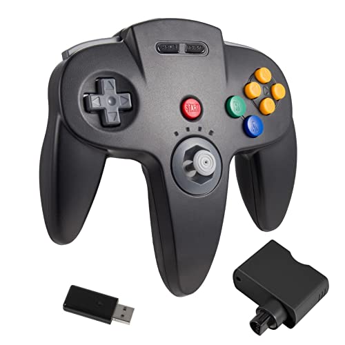 KIWITATA N64 Wireless Controller for Switch Games, 2.4GHZ Remote Game Joystick Gamepad Controller Compatible with N64 Console, Switch/Switch Lite/Switch OLED, PC Windows 7,8,10,11 Black