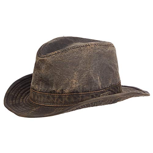 Dorfman Pacific Men's Indiana Jones Weathered Cotton Hat, Dark Brown, Small
