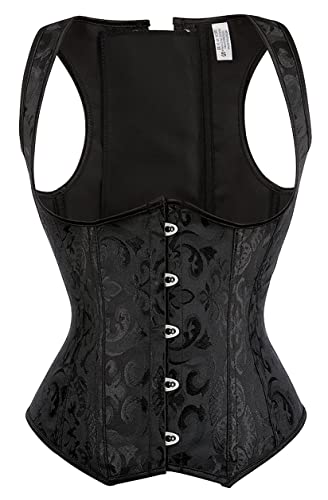Alivila.Y Fashion Womens Steel Boned Brocade Underbust Corset 2989-Black-4XL