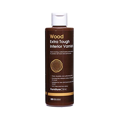 Furniture Clinic Interior Wood Varnish | Extra Tough Water-Based Varnish for Furniture & Interior Wood, Satin, 250 ml